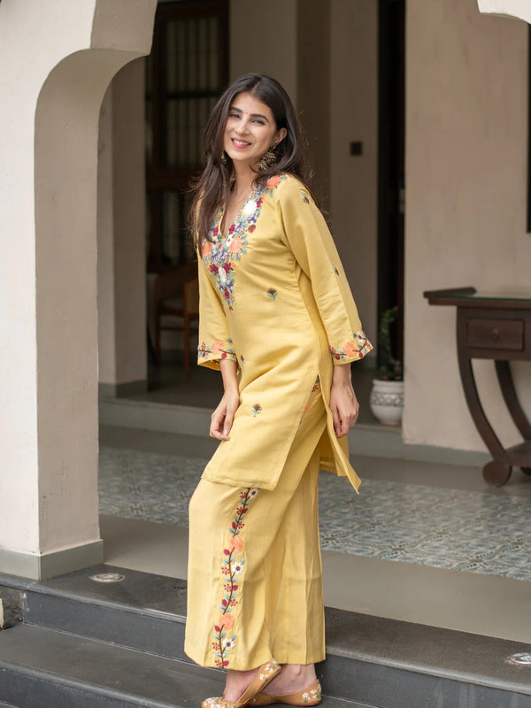 Women's French Crepe Embroidered Co-Ord Set