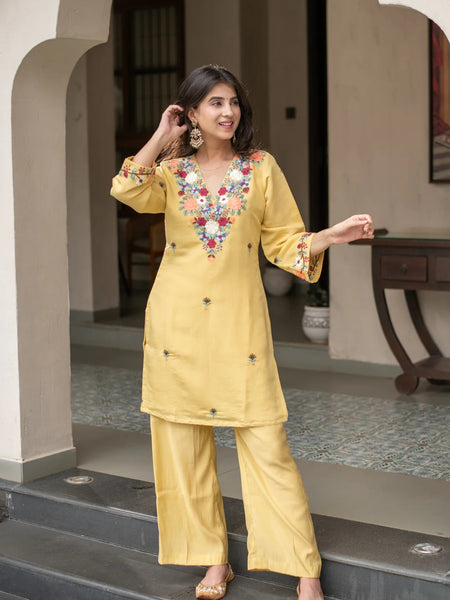 Women's French Crepe Embroidered Co-Ord Set