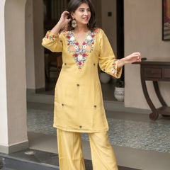 Women's French Crepe Embroidered Co-Ord Set