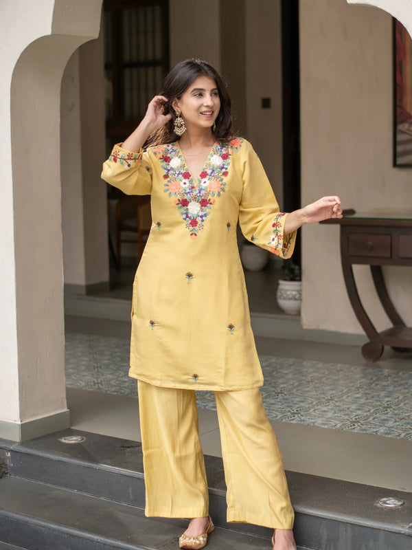 Women's French Crepe Embroidered Co-Ord Set