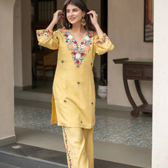 Women's French Crepe Embroidered Co-Ord Set