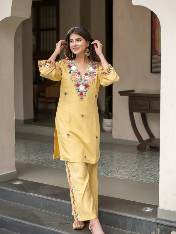 Women's French Crepe Embroidered Co-Ord Set