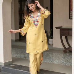 Women's French Crepe Embroidered Co-Ord Set