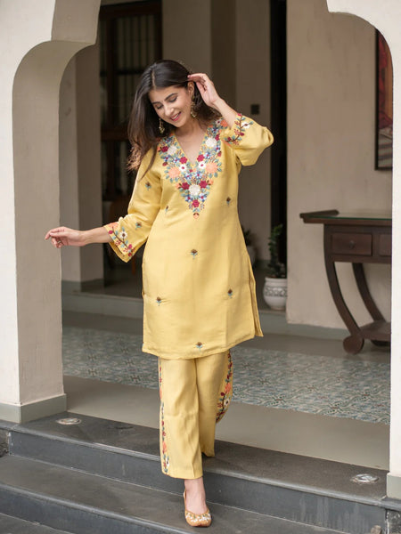 Women's French Crepe Embroidered Co-Ord Set