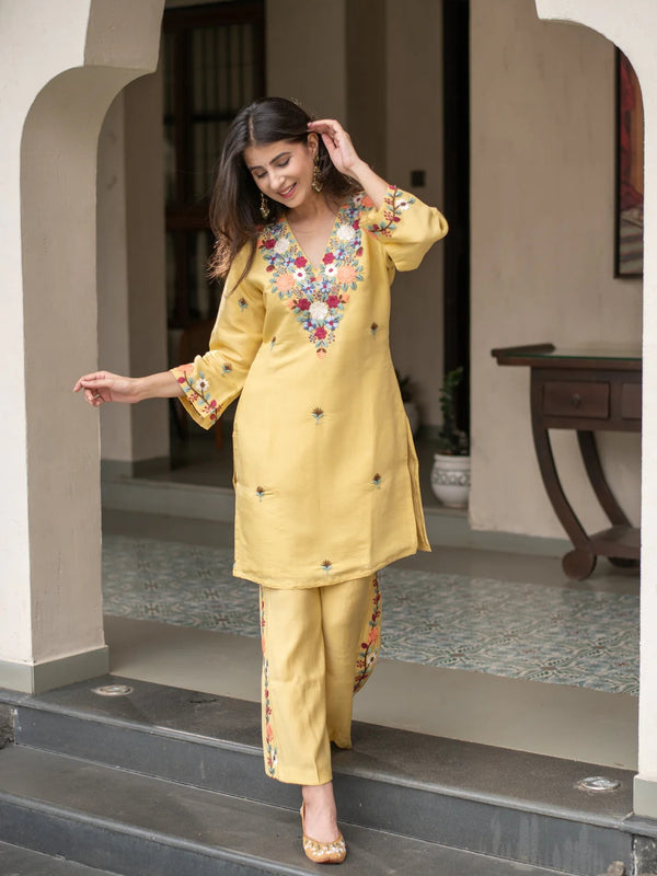 Women's French Crepe Embroidered Co-Ord Set
