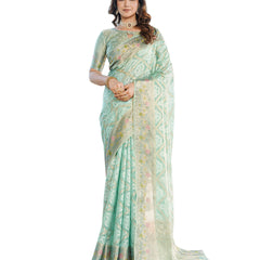 Woven Design Zari Organza Patola Saree With Blouse Piece