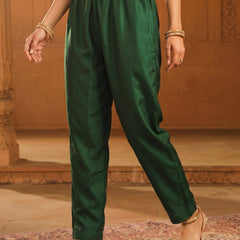 Women's viscose Silk Embroidered Flared Kurta with Pant and Dupatta