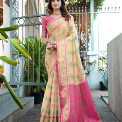 Woven Design Zari Organza Patola Saree With Blouse Piece