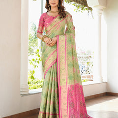 Woven Design Zari Organza Patola Saree With Blouse Piece