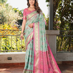 Woven Design Zari Organza Patola Saree With Blouse Piece