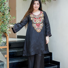 French Crepe Embroidered Kurta Pant Set
