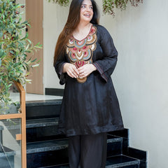 French Crepe Embroidered Kurta Pant Set