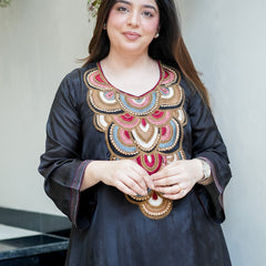 French Crepe Embroidered Kurta Pant Set