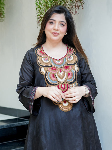French Crepe Embroidered Kurta Pant Set