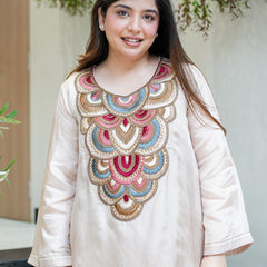 French Crepe Embroidered Kurta Pant Set