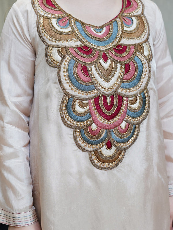 Women's French Crepe Embroidered Kurta Pant Set