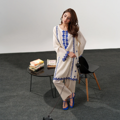 Chanderi Silk Embroidered Kurta Pant Set