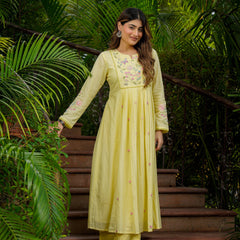 Women’s Chanderi Silk Embroidered Kurti With Bottom & Chanderi Dupatta Set