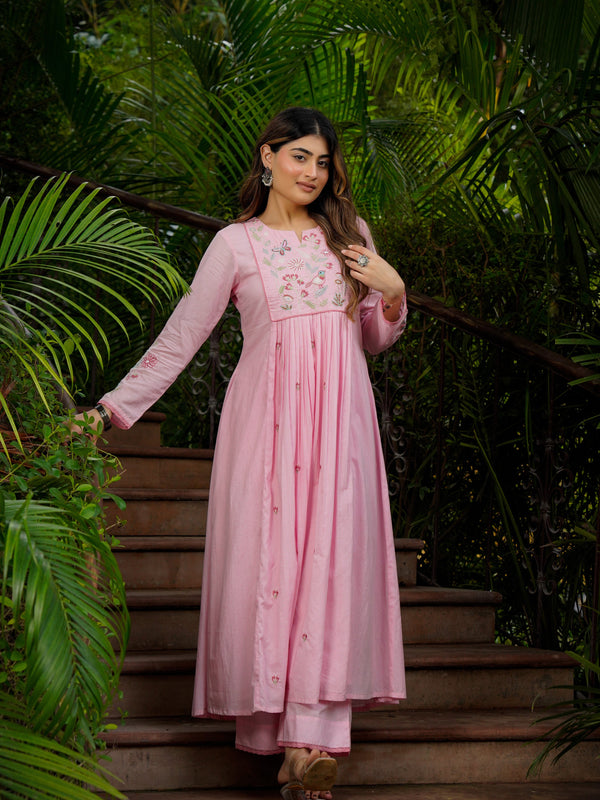 Women’s Chanderi Silk Embroidered Kurti With Bottom & Chanderi Dupatta Set