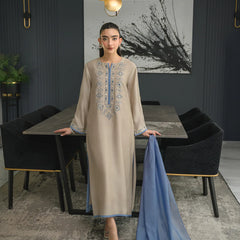 Chanderi Silk Kurta Set With Chinon Dupatta