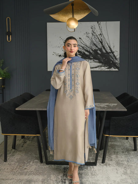 Chanderi Silk Kurta Set With Chinon Dupatta