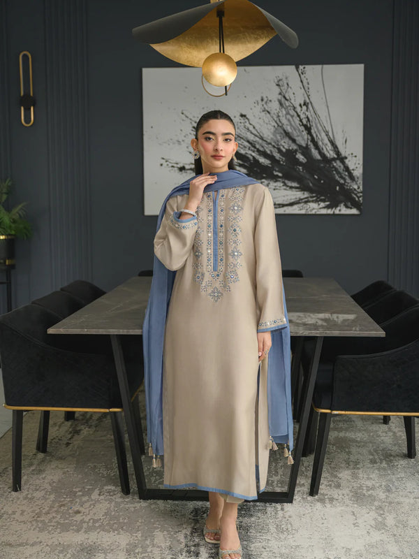Chanderi Silk Kurta Set With Chinon Dupatta