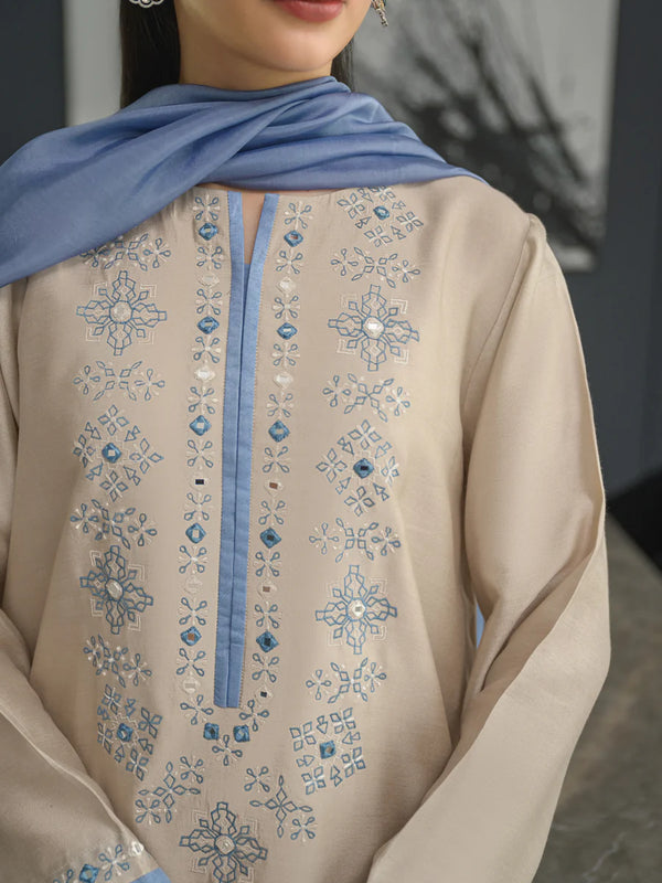 Chanderi Silk Kurta Set With Chinon Dupatta