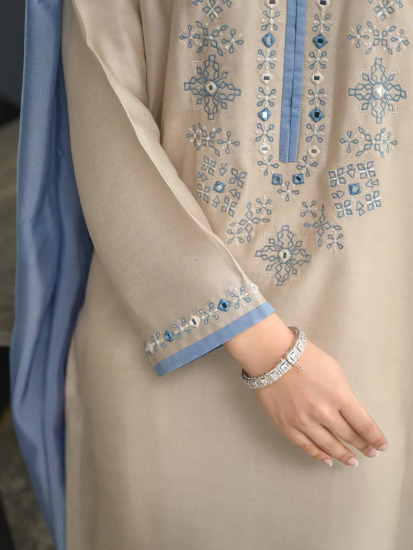 Chanderi Silk Kurta Set With Chinon Dupatta