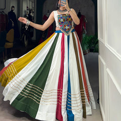 Women's Pure Rayon Mirror Gamthi Lehenga Choli with Gota Patti & Jarkan Work