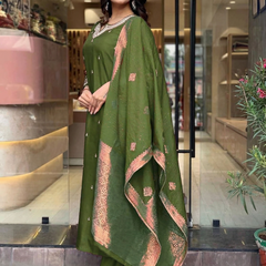 Pure Cotton Kurta Set with Zcard Dupatta