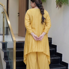 Women's French Crepe Embroidered Kurta Palazzo Set
