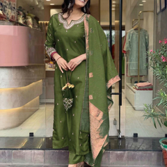 Pure Cotton Kurta Set with Zcard Dupatta