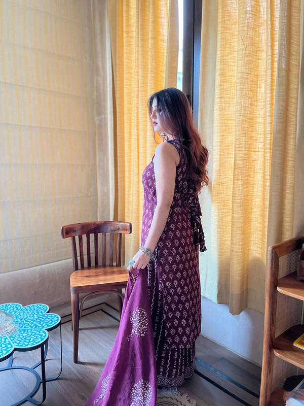 Women's Rayon Slub Printed Kurta Palazzo & Dupatta Set