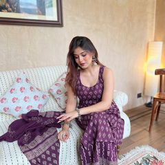 Women's Rayon Slub Printed Kurta Palazzo & Dupatta Set