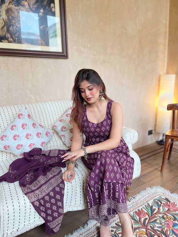 Women's Rayon Slub Printed Kurta Palazzo & Dupatta Set