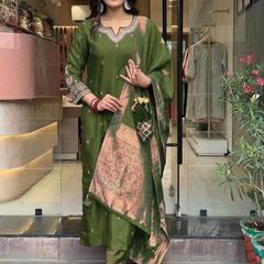 Pure Cotton Kurta Set with Zcard Dupatta