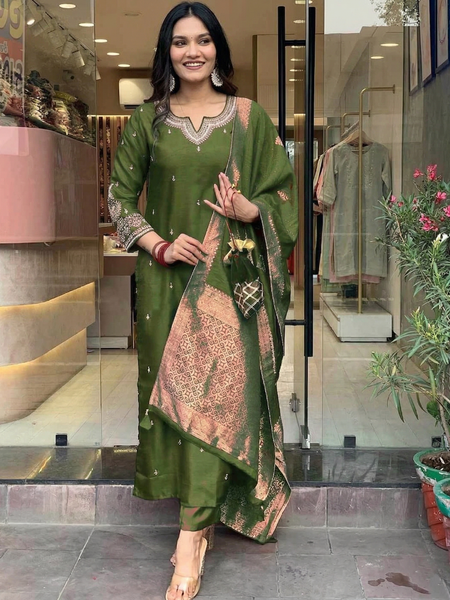 Pure Cotton Kurta Set with Zcard Dupatta