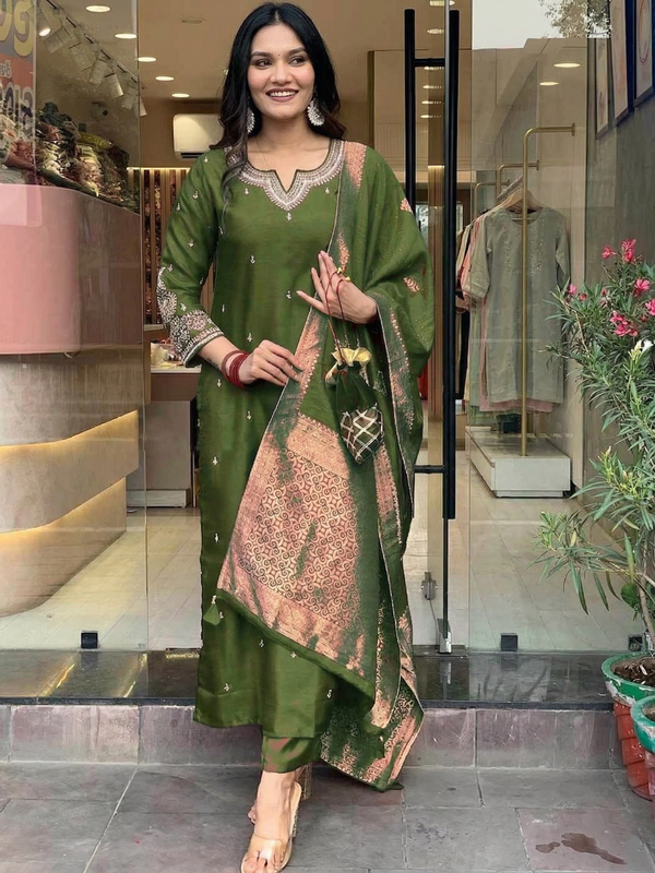 Pure Cotton Kurta Set with Zcard Dupatta