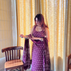 Women's Rayon Slub Printed Kurta Palazzo & Dupatta Set