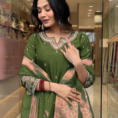 Pure Cotton Kurta Set with Zcard Dupatta