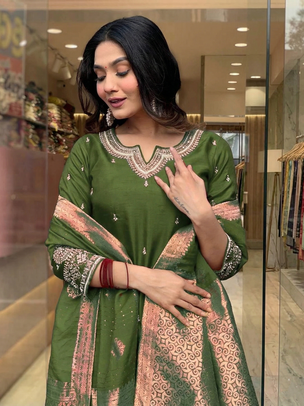 Pure Cotton Kurta Set with Zcard Dupatta