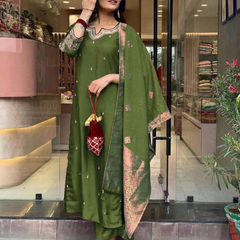Pure Cotton Kurta Set with Zcard Dupatta