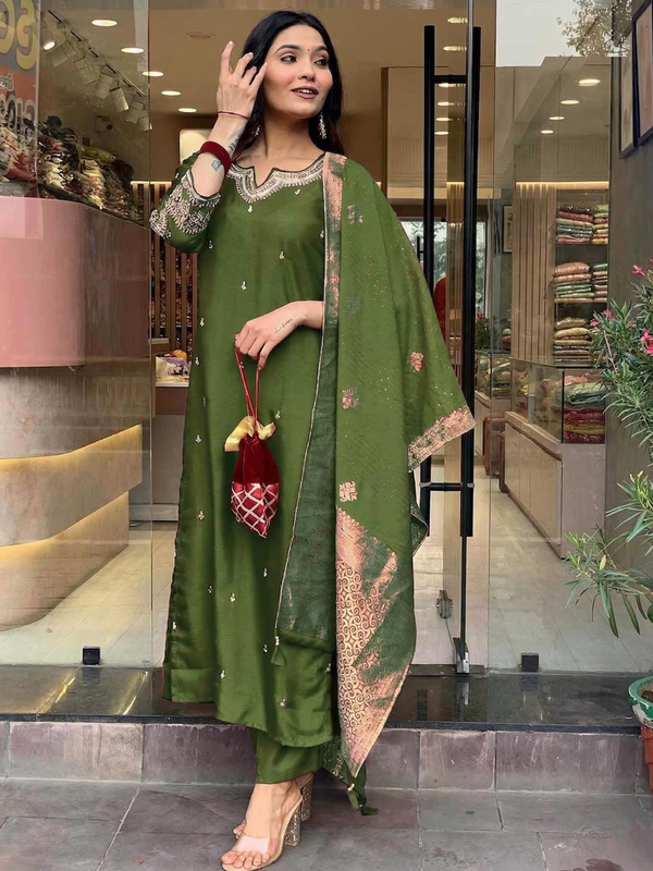 Pure Cotton Kurta Set with Zcard Dupatta