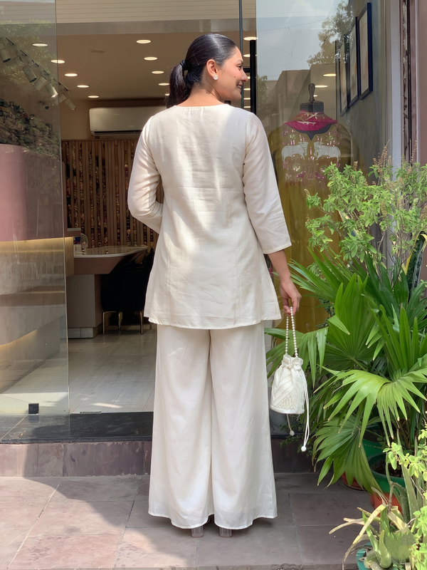 Silk Kurta Set With Silk Plazzo & Inner