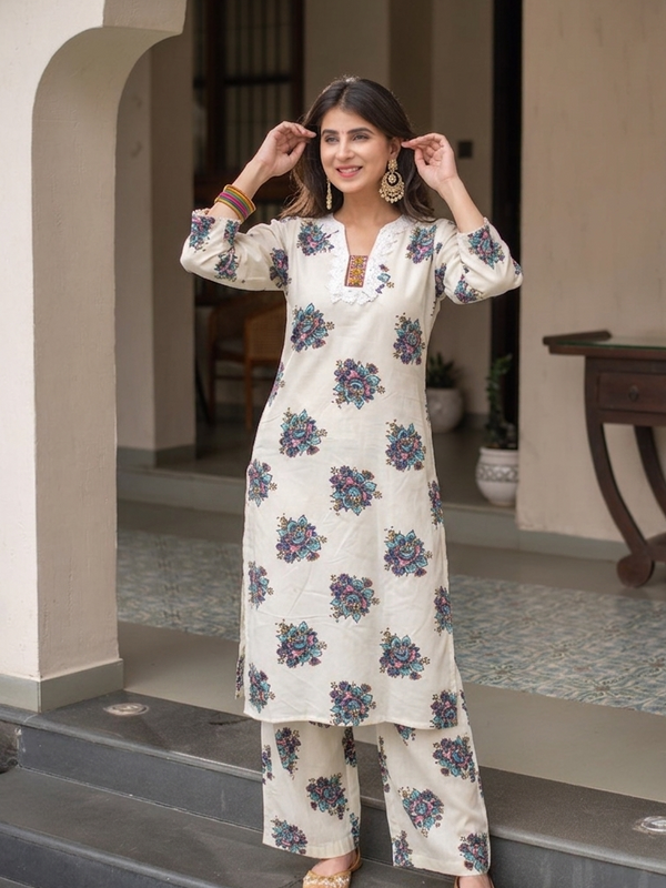 Women's Cotton Straight Kurta Pant Set
