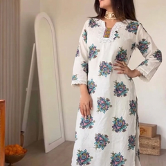 Women's Cotton Straight Kurta Pant Set