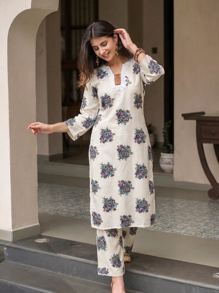 Women's Cotton Straight Kurta Pant Set