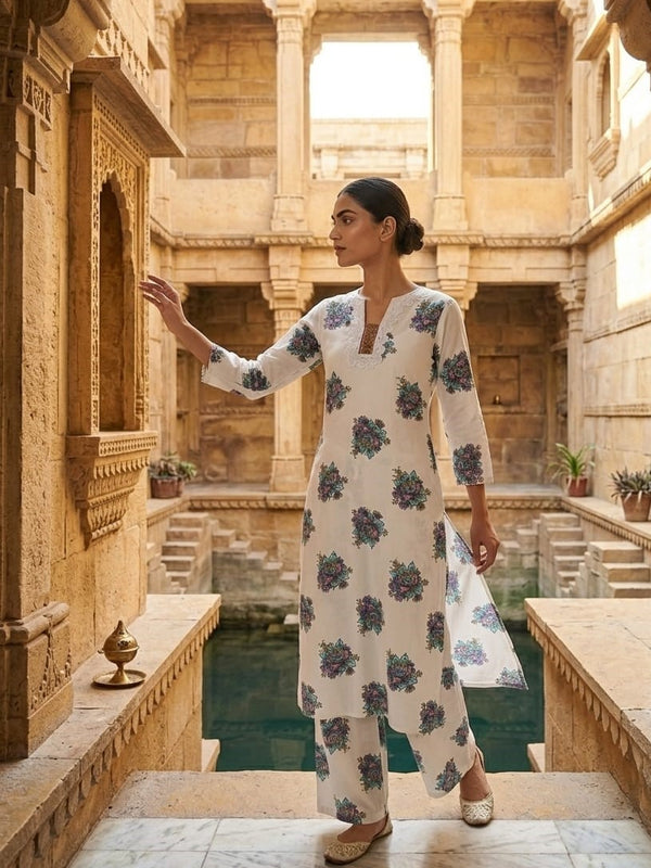 Women's Cotton Straight Kurta Pant Set