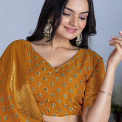 Women's Heavy Lichi Jacquard Lehenga Choli with Jari Print & Dupatta