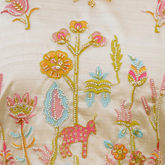 Women's Viscose Assam Silk Embroidered Beads Kurta with Bottom & Assam Silk Dupatta Set